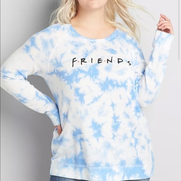 French Terry FRIENDS graphic tee blue white 14/16 - Picture 5 of 15